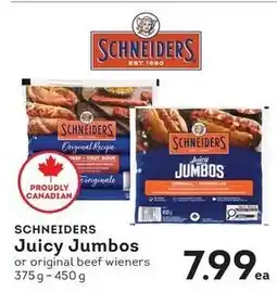 Fresh St Market Schneiders juicy jumbos or original beef wieners offer