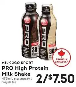 Fresh St Market Milk 2Go Sport Pro High Protein Milk Shake offer