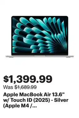 Best Buy Apple MacBook Air 13.6 w/ Touch ID (2025) - Silver (Apple M4 / 16GB RAM / 512GB SSD) - English offer