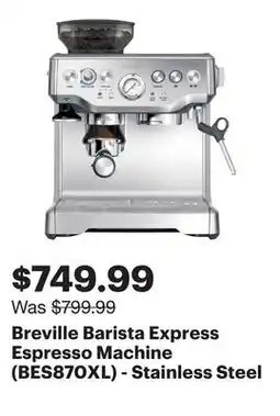 Best Buy Breville Barista Express Espresso Machine (BES870XL) - Stainless Steel offer