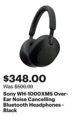 Best Buy Sony WH-1000XM5 Over-Ear Noise Cancelling Bluetooth Headphones - Black offer