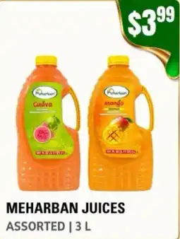 Atiya's Fresh Farm Meharban juices offer