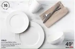 Stokes OSLO 16-Pc New Bone China Dinnerware Set offer