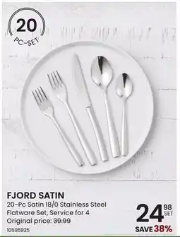 Stokes FJORD SATIN 20-Pc Satin 18/0 Stainless Steel Flatware Set offer