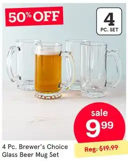 Kitchen Stuff Plus 4 Pc. Brewer's Choice Glass Beer Mug Set offer