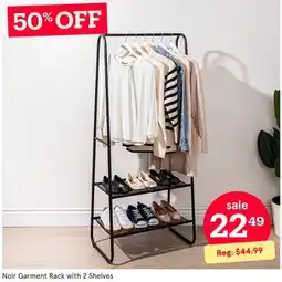 Kitchen Stuff Plus Noir Garment Rack with 2 Shelves offer