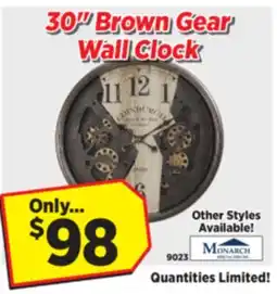 Surplus Furniture 30 Brown Gear Wall Clock offer