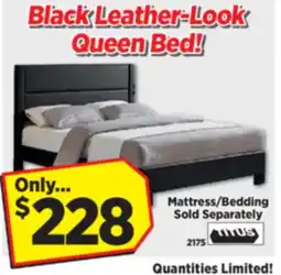 Surplus Furniture Black Leather-Look Queen Bed offer