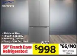 Surplus Furniture Moffat Stainless Steel French Door 18 Cu.Ft Refrigerator offer