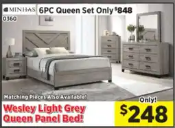 Surplus Furniture Wesley Light Grey Oak Queen Bed offer