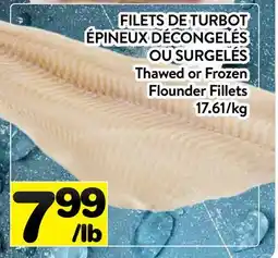 Supermarché PA FILETS DE TURBOT ÉPINEUX DÉCONGELÉS OU SURGELÉS | Thawed or Frozen Flounder Fillets offer
