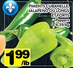 Supermarché PA PIMENTS CUBANELLE, JALAPEÑO OU LONGS ET FORTS | Peppers offer