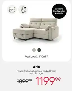 Meubles RD ana - Power Reclining Loveseat and a Chaise with Storage offer