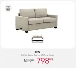 Meubles RD leo - Full-Size Sleeper Sofa with USB Ports - Beige offer