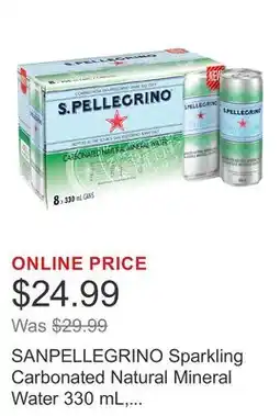 Costco SANPELLEGRINO Sparkling Carbonated Natural Mineral Water 330 mL, 24-pack offer