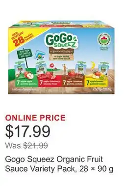 Costco Gogo Squeez Organic Fruit Sauce Variety Pack, 28 × offer