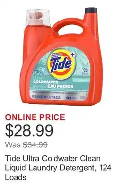 Costco Tide Ultra Coldwater Clean Liquid Laundry Detergent, 124 Loads offer