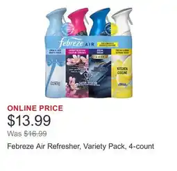 Costco Febreze Air Refresher, Variety Pack, 4-count offer