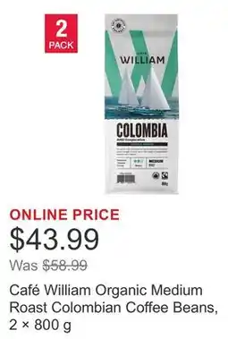 Costco Café William Organic Medium Roast Colombian Coffee Beans, 2 × offer