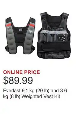 Costco Everlast 9.1 kg (20 lb) and 3.6 kg (8 lb) Weighted Vest Kit offer