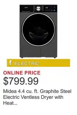 Costco Midea 4.4 cu. ft. Graphite Steel Electric Ventless Dryer with Heat Pump and Stacking Kit offer