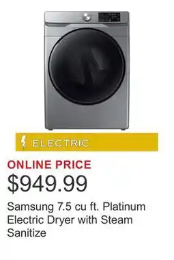Costco Samsung 7.5 cu ft. Platinum Electric Dryer with Steam Sanitize offer