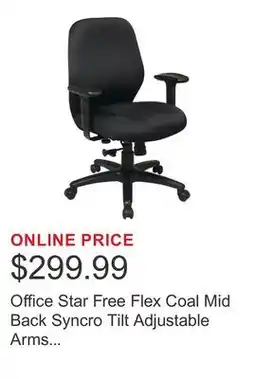 Costco Office Star Free Flex Coal Mid Back Syncro Tilt Adjustable Arms Office Chair offer