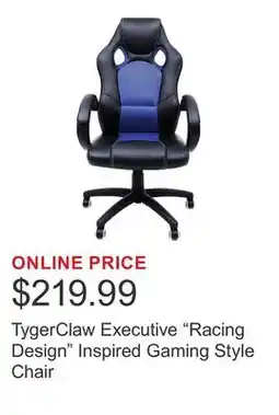 Costco TygerClaw Executive Racing Design Inspired Gaming Style Chair offer