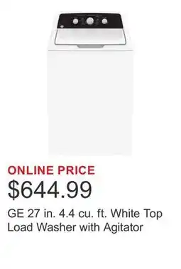 Costco GE 27 in. 4.4 cu. ft. White Top Load Washer with Agitator offer