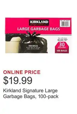 Costco Kirkland Signature Large Garbage Bags, 100-pack offer