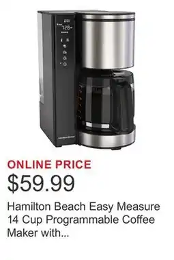 Costco Hamilton Beach Easy Measure 14 Cup Programmable Coffee Maker with Touch Display and Reusable Filter offer