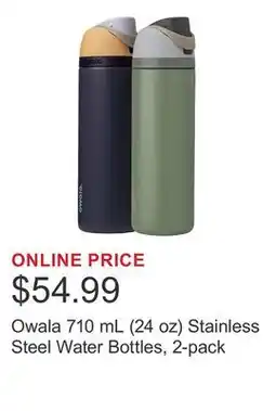 Costco Owala 710 mL (24 oz) Stainless Steel Water Bottles, 2-pack offer