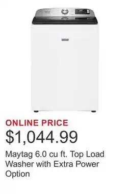 Costco Maytag 6.0 cu ft. Top Load Washer with Extra Power Option offer