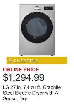 Costco LG 27 in. 7.4 cu ft. Graphite Steel Electric Dryer with AI Sensor Dry offer