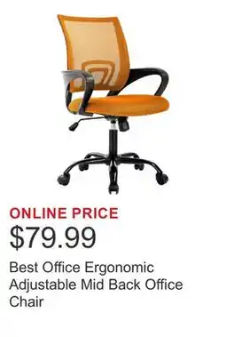 Costco Best Office Ergonomic Adjustable Mid Back Office Chair offer
