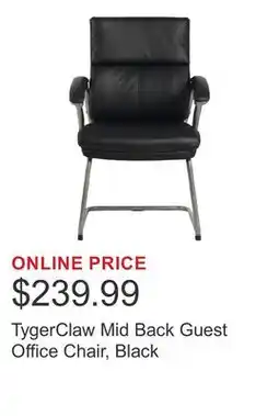 Costco TygerClaw Mid Back Guest Office Chair, Black offer