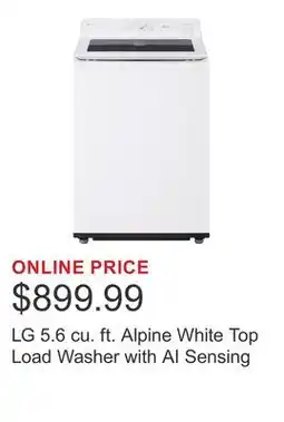 Costco LG 5.6 cu. ft. Alpine White Top Load Washer with AI Sensing offer