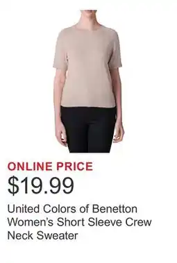 Costco United Colors of Benetton Women's Short Sleeve Crew Neck Sweater offer