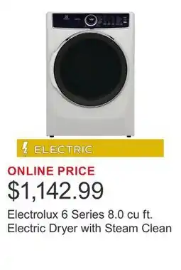 Costco Electrolux 6 Series 8.0 cu ft. Electric Dryer with Steam Clean offer