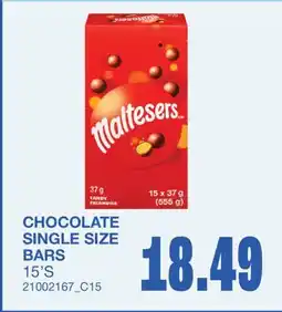 Wholesale Club CHOCOLATE SINGLE SIZE BARS, 15'S offer