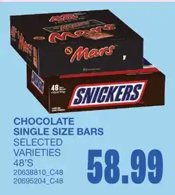 Wholesale Club CHOCOLATE SINGLE SIZE BARS, 48'S offer