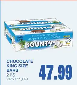 Wholesale Club CHOCOLATE KING SIZE BARS, 21'S offer