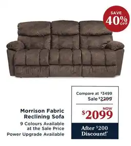 La Z Boy Morrison Fabric Reclining Sofa offer