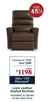 La Z Boy Liam Leather Seated Recliner offer