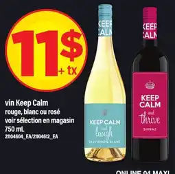 Maxi VIN KEEP CALM ROUGE, BLANC OU ROSÉ offer