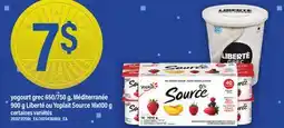 Maxi YOGOURT, 650/600 G, MÉDITERRANÉE 500 G LIBERTE OU YOPLAIT SOURCE offer