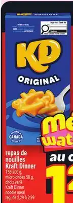 Metro REPAS DE NOUILLES KRAFT DINNER | KRAFT DINNER NOODLE MEAL offer