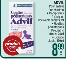 Jean Coutu ADVIL For children Chewable tablets, Paediatric drops, Liquid offer