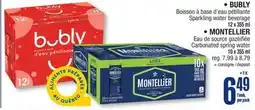 Jean Coutu BUBLY Sparkling water beverage, MONTELLIER Carbonated spring water offer