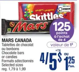 Jean Coutu MARS CANADA Chocolate bars or candies offer
